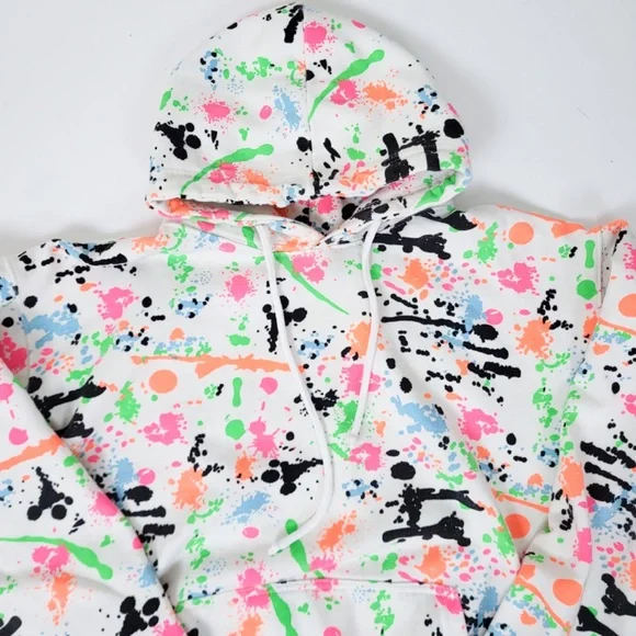 Vintage 80's sweatshirt hoodie splatter paint - Picture 3 of 10